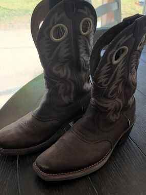 Ariat Dark Brown Western Cowboy Boots with Embroidered Shaft